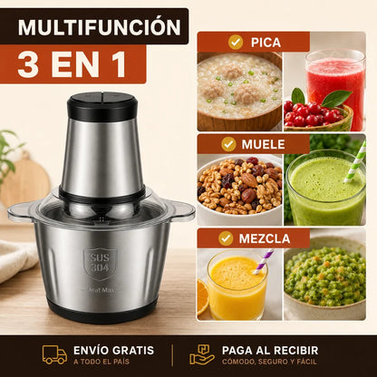 Picadora Eléctrica 2L — Potente, Rápida y de Acero Inoxidable